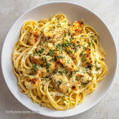 Creamy Garlic Parmesan Chicken Pasta for 4 Servings Recipe Card