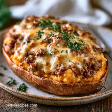 Tex Mex Sweet Potato with Ground Beef Recipe Card