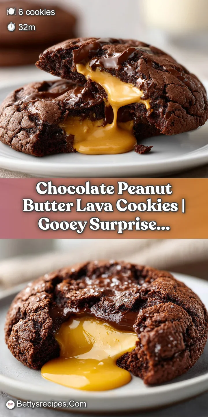 Extreme close-up of a broken cookie revealing a molten, creamy peanut butter center flowing out in a rich brown stream.