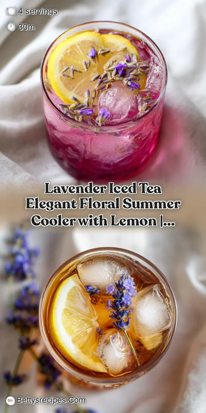 Close-up of condensation-covered glass filled with pale purple lavender tea, a vibrant lemon slice peeking out.