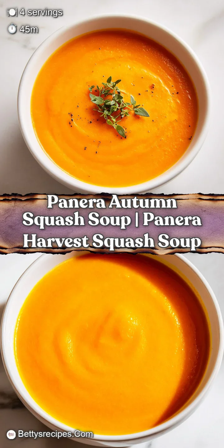 Macro shot of a rich, golden-orange soup with a silky texture and a swirl of heavy cream and fresh herbs.