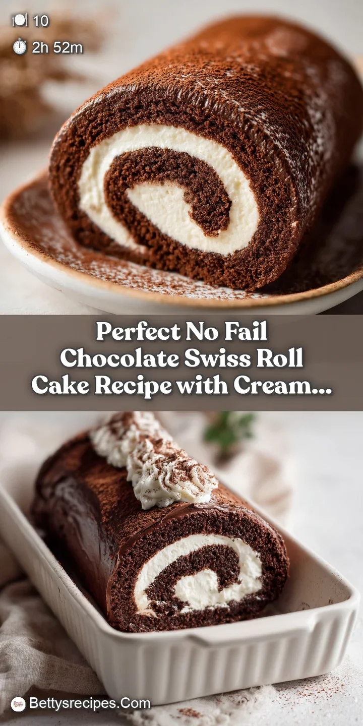 Close-up of a moist chocolate cake swirl with a creamy white filling peeking through.