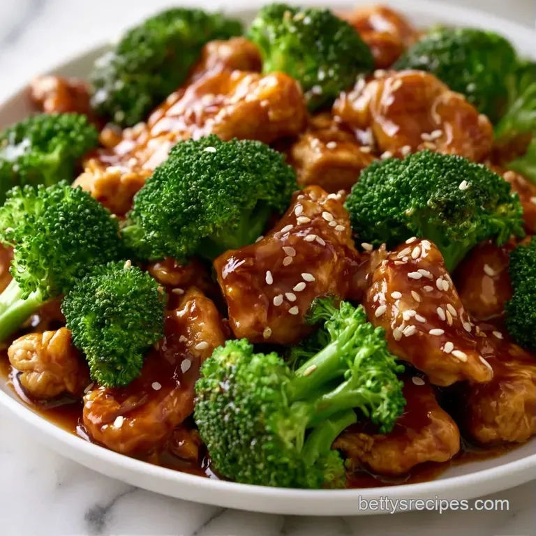 Saut&eacute;ed chicken and broccoli served in a white ceramic bowl atop a steaming bed of fluffy white jasmine rice.