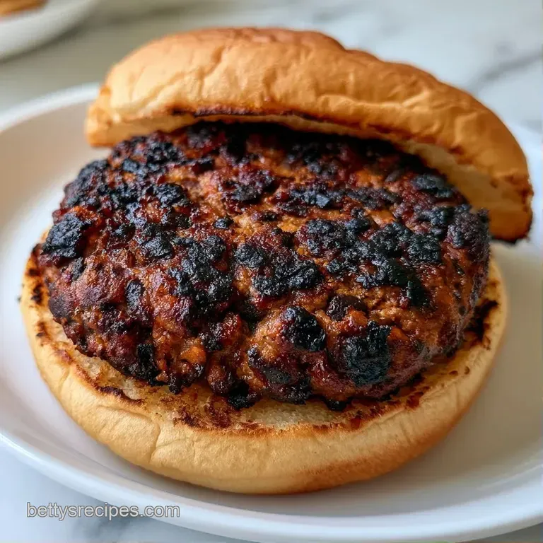 A seared plant-based patty on a golden bun, served with a side of crisp sweet potato fries on a slate platter.