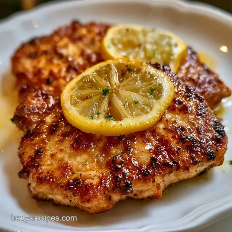Sliced juicy chicken breasts drizzled in a creamy yellow sauce on a white ceramic plate with a sprig of fresh thyme.