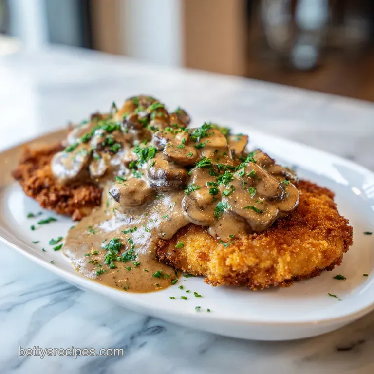 Traditional German Schnitzel with Mushroom Sauce