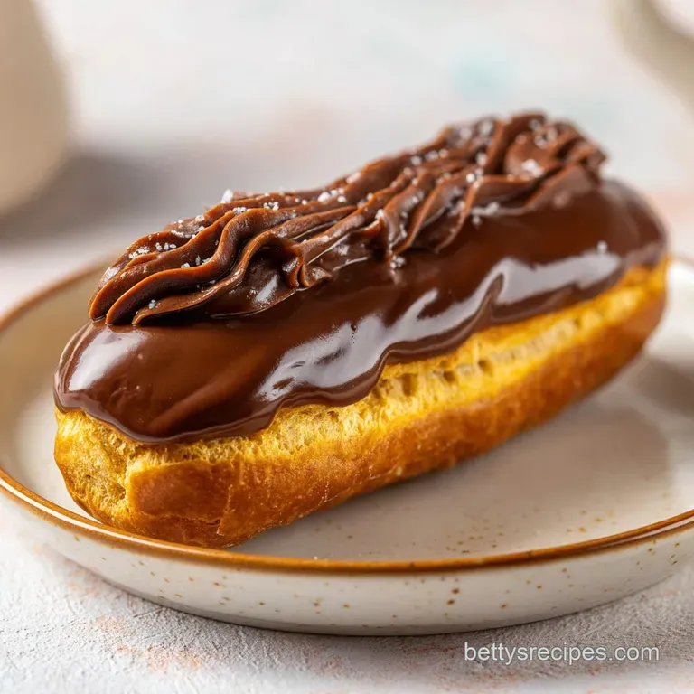 A single coffee-glazed pastry on a white ceramic plate, accented with cocoa powder and a roasted coffee bean.