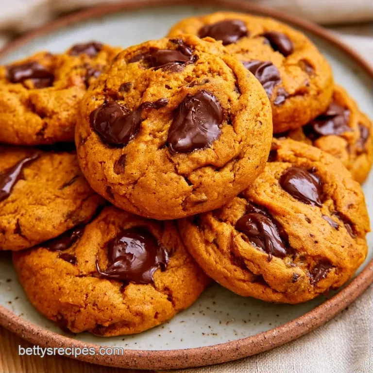 Stack of warm, golden-orange cookies on a white ceramic plate, paired with a glass of cold milk and cinnamon.