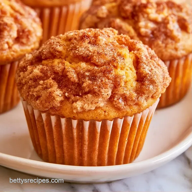 Warm, spiced orange cakes with textured crumble topping arranged on a white marble slab with a linen napkin.