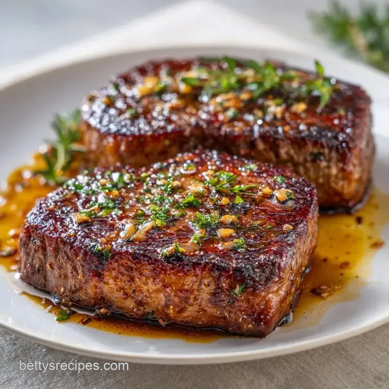 Perfectly sliced beef with a pink center, paired with charred asparagus and a drizzle of rich, savory brown glaze.