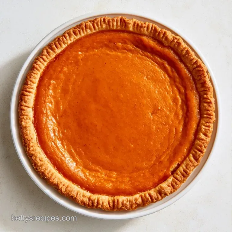 A slice of vibrant orange pie topped with a swirl of whipped cream, served on a minimalist white porcelain plate.