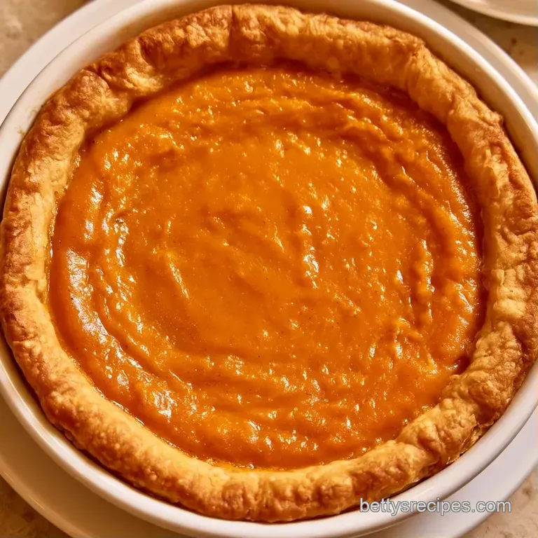 A slice of velvety orange custard in a crisp golden pastry shell resting on a minimalist white ceramic plate.