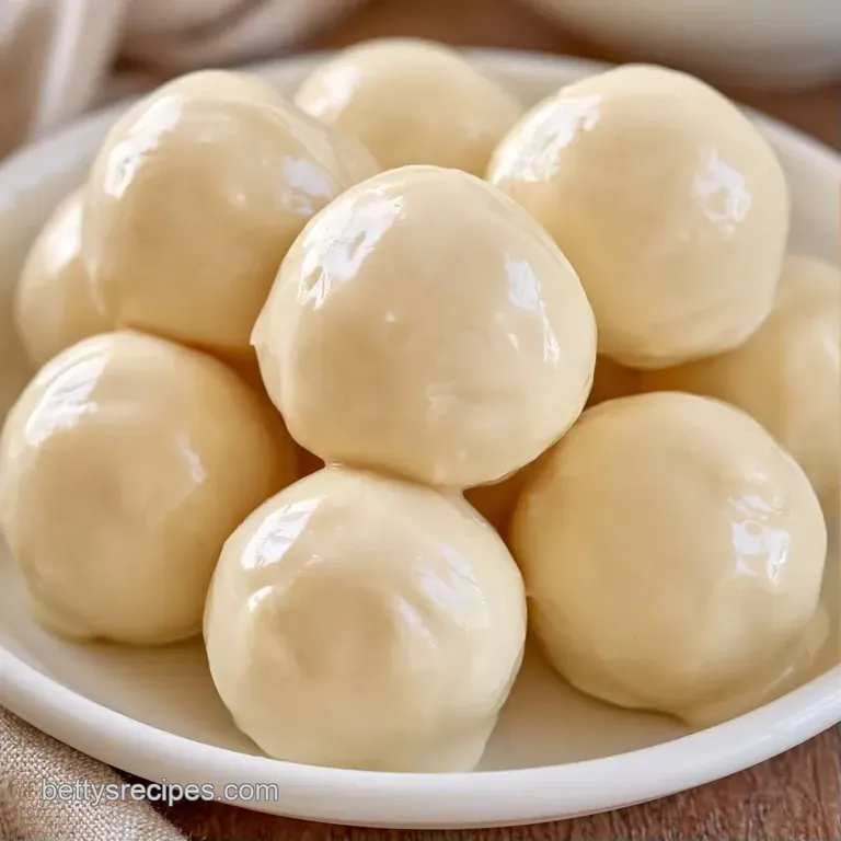 Elegant white chocolate spheres arranged on a clean platter, dusted with warm brown pumpkin pie spice powder.